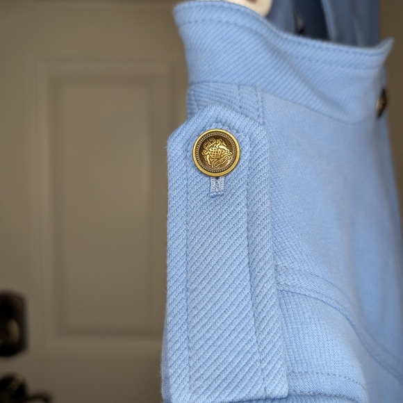 Talbots Military Style Jacket Blue Gold Button Womens Size 18 Lined Cotton Blend - Picture 4 of 8